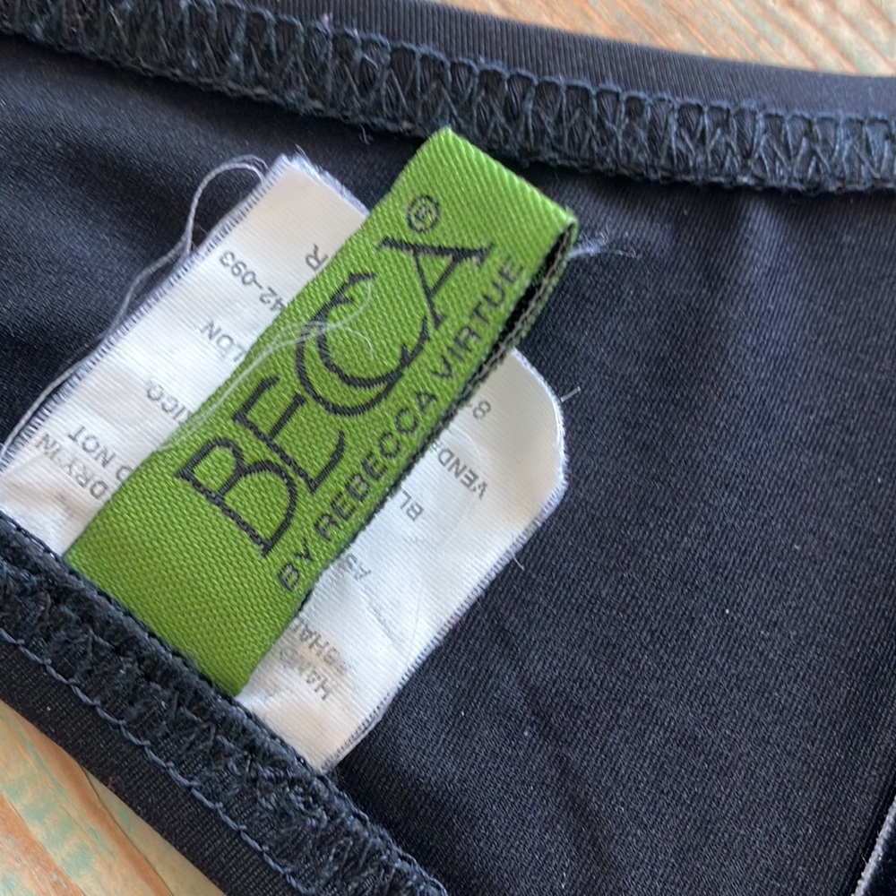 BECCA By Rebecca Virtue Black & Brass Adjustable Straps Bikini Top‎ Sz S- EUC - Picture 6 of 7